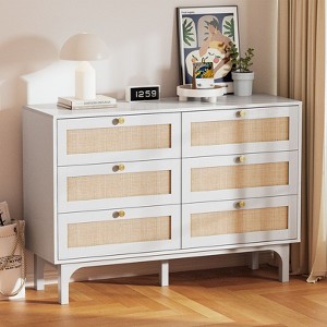 Karl Home 6-Drawer White Particle Board 47.24in. W Chest of Drawer - 1 of 4