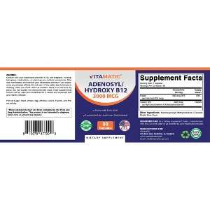 Vitamatic Adenosylcobalamin Hydroxocobalamin B12-3000 mcg with Folic Acid - 90 Capsules - 1 of 1