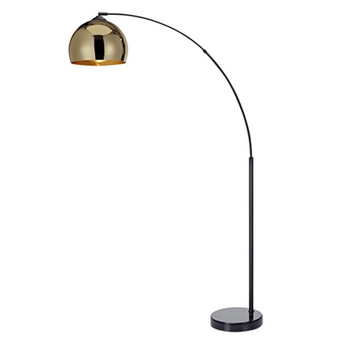 Versanora Arquer Arc Floor Lamp With Gold Shade And Black Marble Base