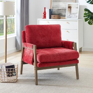 CAVINAS Elegant Velvet Armchair with Rubberwood Frame, Cushioned Seat for Living Room, Bedroom, Office, Study - 1 of 4