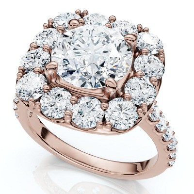 Pompeii3 Certified 3 1/2ct Cushion Halo Diamond Engagement Ring 14k Gold or Pt Lab Created