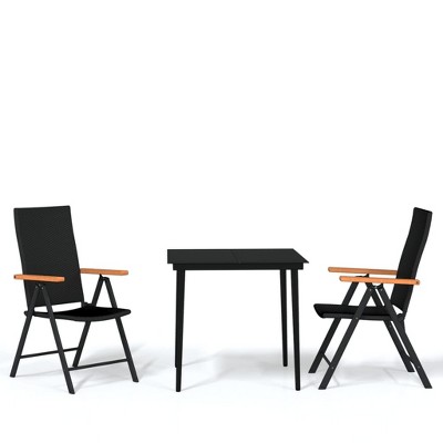 vidaXL 3 Piece Patio Dining Set Black