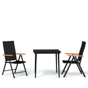 vidaXL 3 Piece Patio Dining Set Black - 1 of 1