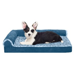 FurHaven Two-Tone Faux Fur & Suede Deluxe Chaise Lounge Orthopedic Sofa Dog Bed - 1 of 3