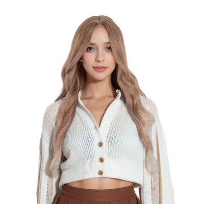 Alilang 28-Inch Long Ombre Wavy Synthetic Wig with Middle Part and Heat-Resistant Natural Waves for Women Daily and Event Use
