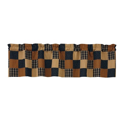 Rustic Patchwork Rod Pocket Valance in Black and Brown