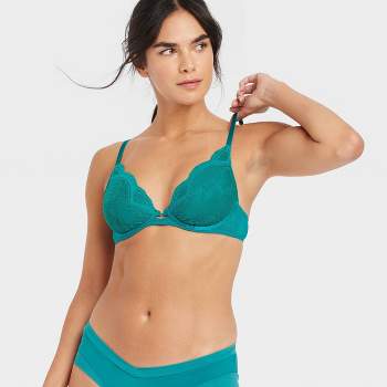 Auden Bra 36B Teal Floral Lace Womens Lingerie Racerback Push Up Size  undefined - $17 - From Alexis