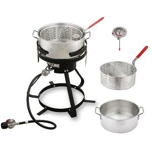 Feasto 10 QT Fish & Wing Propane Fryer Kit, Aluminum, Strainer Basket,  Adjustable 0-10 PSI Regulator, 50K BTU, No Assembly, Camping : Target