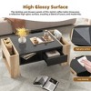41.3" x 23.6" High Glossy Practical Two Tone Coffee Table, with 2 Drawers, Hidden Compartments & Open Storage Shelf, for Living Room - 3 of 4