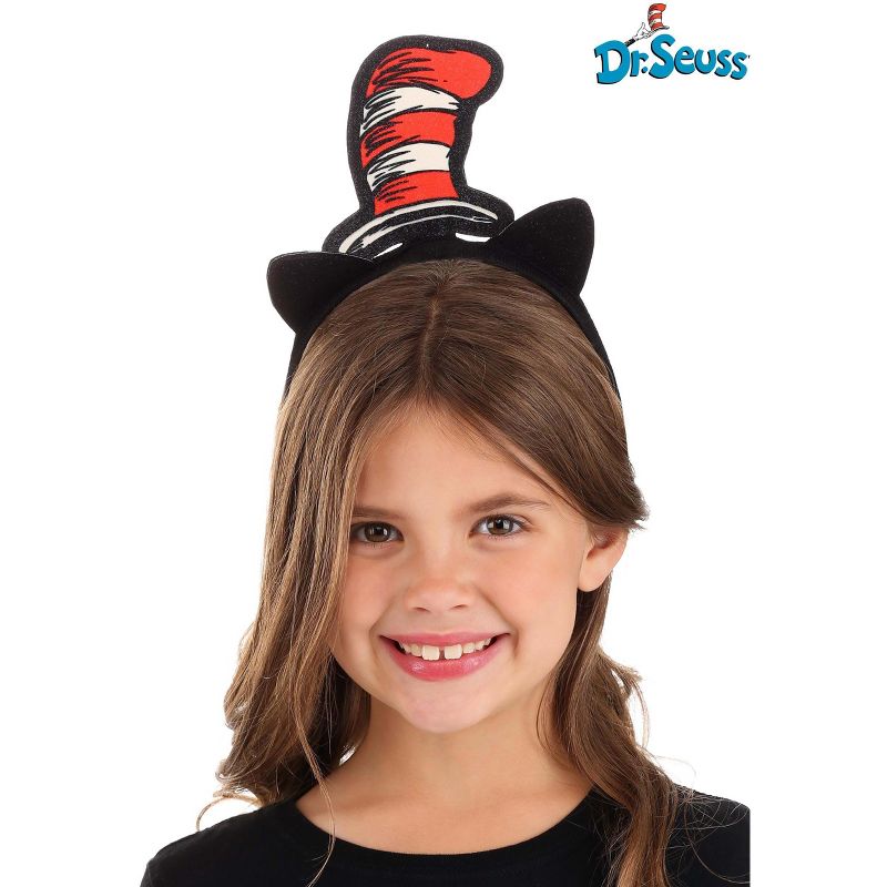 HalloweenCostumes.com   Girl  Dr. Seuss The Cat in the Hat Glitter Headband, Black/Red/White, 3 of 6