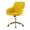 Grungis Velvet Swivel Office Chair with Universal Wheels,Gaming Chair with Adjustable Height and Golden Base,Modern Computer Chair for Office - 4 of 4
