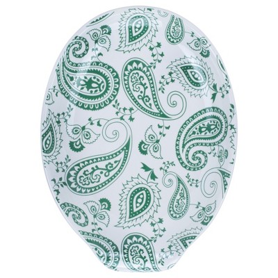 Nat & Jules Green Paisley 6 x 4 Glossy Ceramic Oval Countertop Spoon Rest