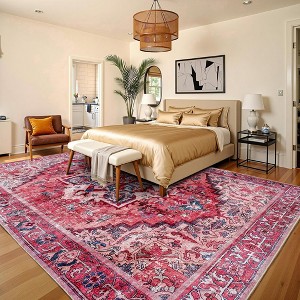 AMERLIFE Area Rug, Machine Washable Vintage Carpet with Non-Slip Backing, Soft Rug for Living Room, Bedroom, Hallway Use - 1 of 4