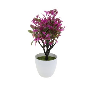 Unique Bargains Artificial Plants Coin Chrysanthemum with Round Pot Plastic 3.15"x3.15"x9.45" 1 Pc - 1 of 4