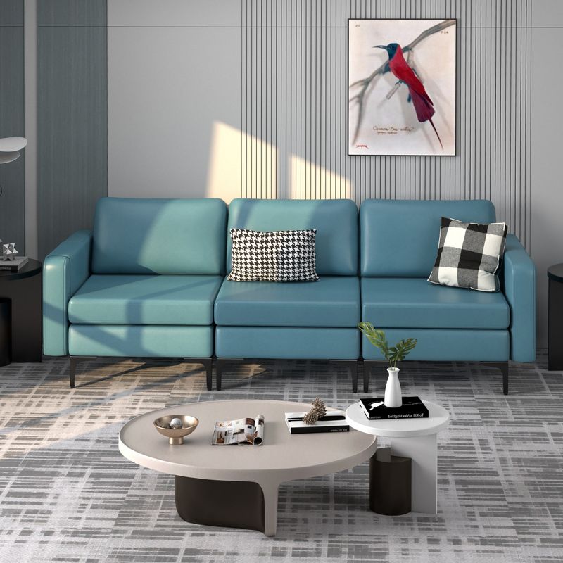 Costway Modern Modular 3-Seat Sofa Couch w/ Side Storage Pocket & Metal Leg, 3 of 11