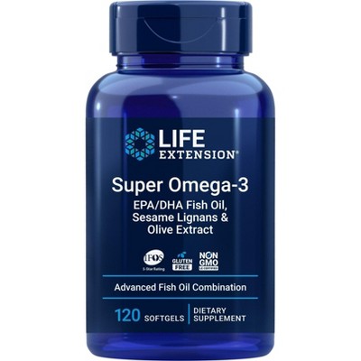 Super Omega 3 EPA DHA with Sesame Lignans and Olive Fruit Extract by Life Extension  -  120 Softgel