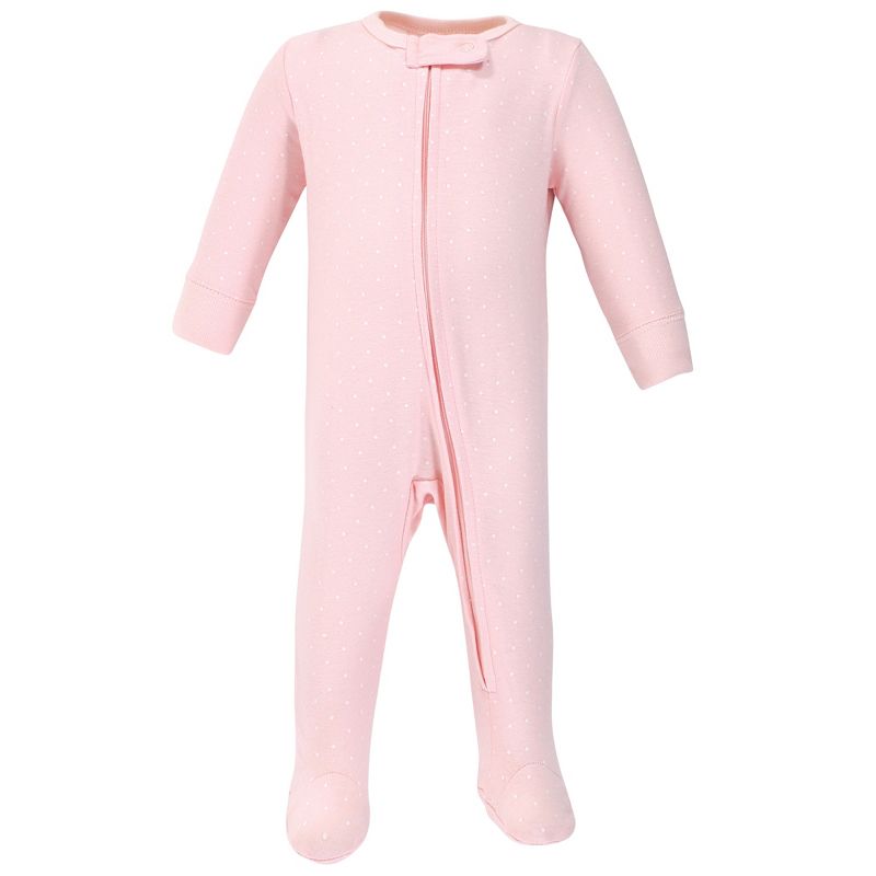 Hudson Baby Infant Girl Cotton Zipper Sleep and Play 3pk, Pink Safari, 4 of 6