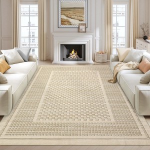 Checkered Washable Area Rugs Modern Floor Mats with Non-Slip Backing - 1 of 4
