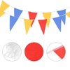 Unique Bargains Reusable Triangle Bunting Flags for Outdoor Party 108ft Red Blue Yellow 64 Pcs - 3 of 4