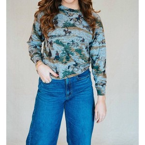 Women's Cow Up Pullover Sweatshirt - TASHA POLIZZI - 1 of 3