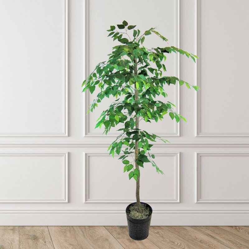 6&#39; Artificial Ficus Tree in Metal Container Green - LCG, 4 of 10