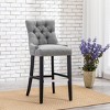 WestinTrends 29" Linen Tufted Buttons Upholstered Wingback Bar Stool (Set of 3) - 2 of 4