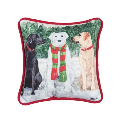 C&F Home 8" x 8" Snow Labs Petite Christmas Holiday Printed Throw Pillow