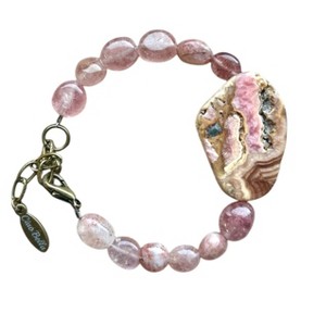 Michelle Marie Boutique's Strawberry Quartz and Rhodonite Stretch Bracelet | A Delicate and Earthy Combination - 1 of 4