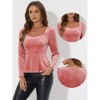 INSPIRE CHIC Women's Elegant Sweetheart Neck Long Sleeve Velvet Peplum Top - 2 of 4