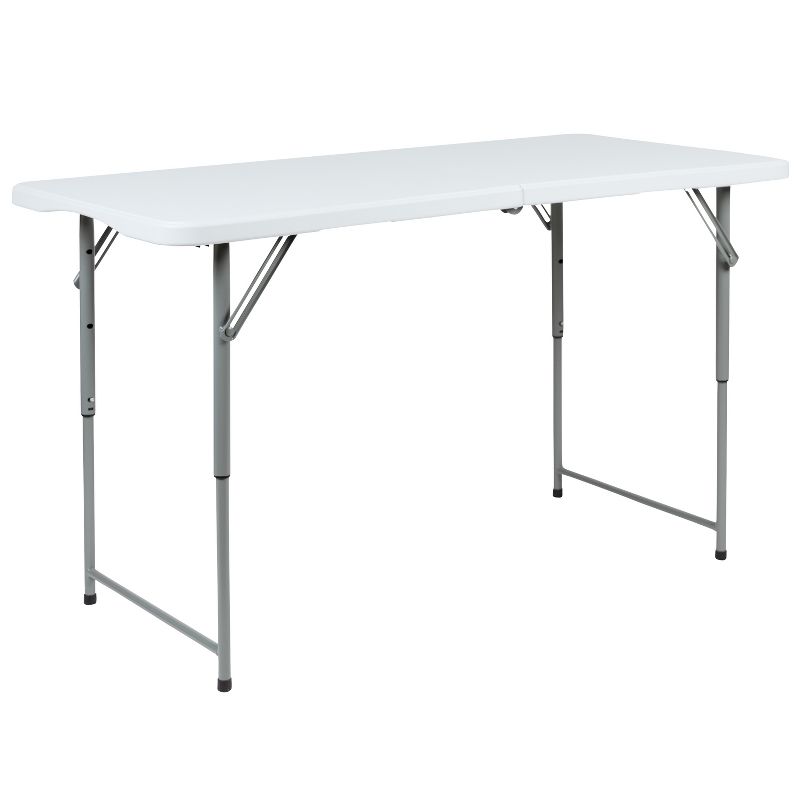 Flash Furniture 4-Foot Height Adjustable Bi-Fold Granite White Plastic Folding Table, 1 of 12
