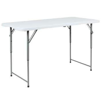 Flash Furniture 4-Foot Height Adjustable Bi-Fold Granite White Plastic Folding Table