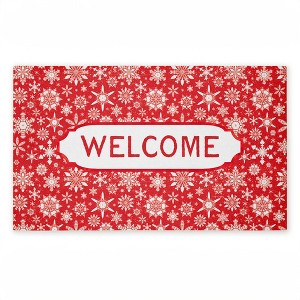 Stupell Industries Welcome Red Snowflake Fractals Printed Outdoor Door Mat, design by Tim Coffey, 18"x30" - 1 of 4