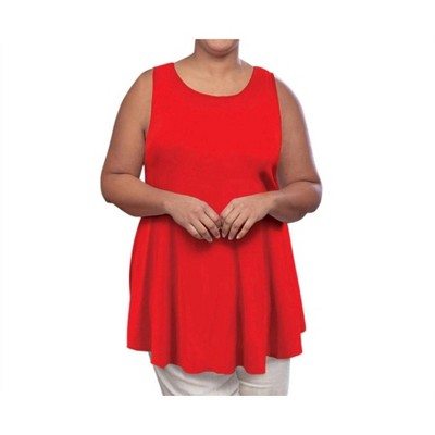 Women's Solid Sleeveless Swing Tank Top - Plus - On The Plus Side