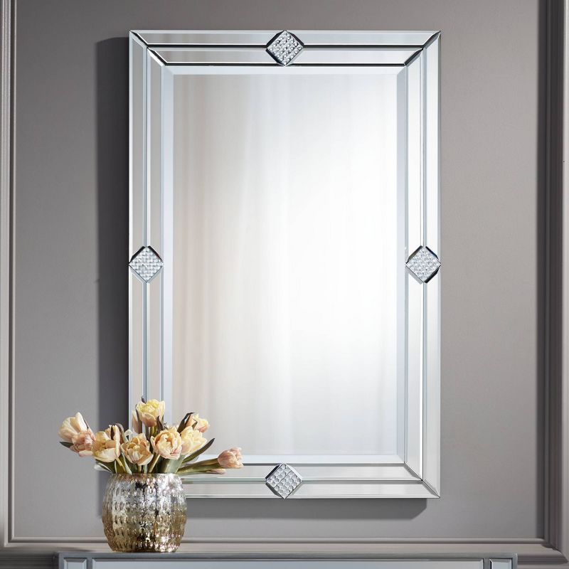 Possini Euro Design Cecilia Rectangular Vanity Wall Mirror Modern Beveled Diamond Mirrored Frame 23 3/4" Wide for Bathroom Bedroom Living Room Home, 2 of 10