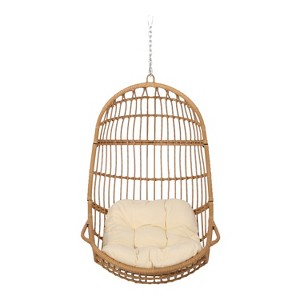 Christopher Knight Home Crumpton Outdoor Wicker Hanging Basket Chair with Cushions - 1 of 4