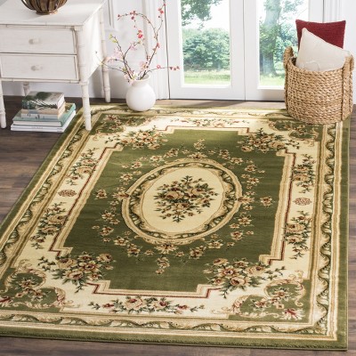 Sage and Ivory Floral Rectangular Synthetic Area Rug