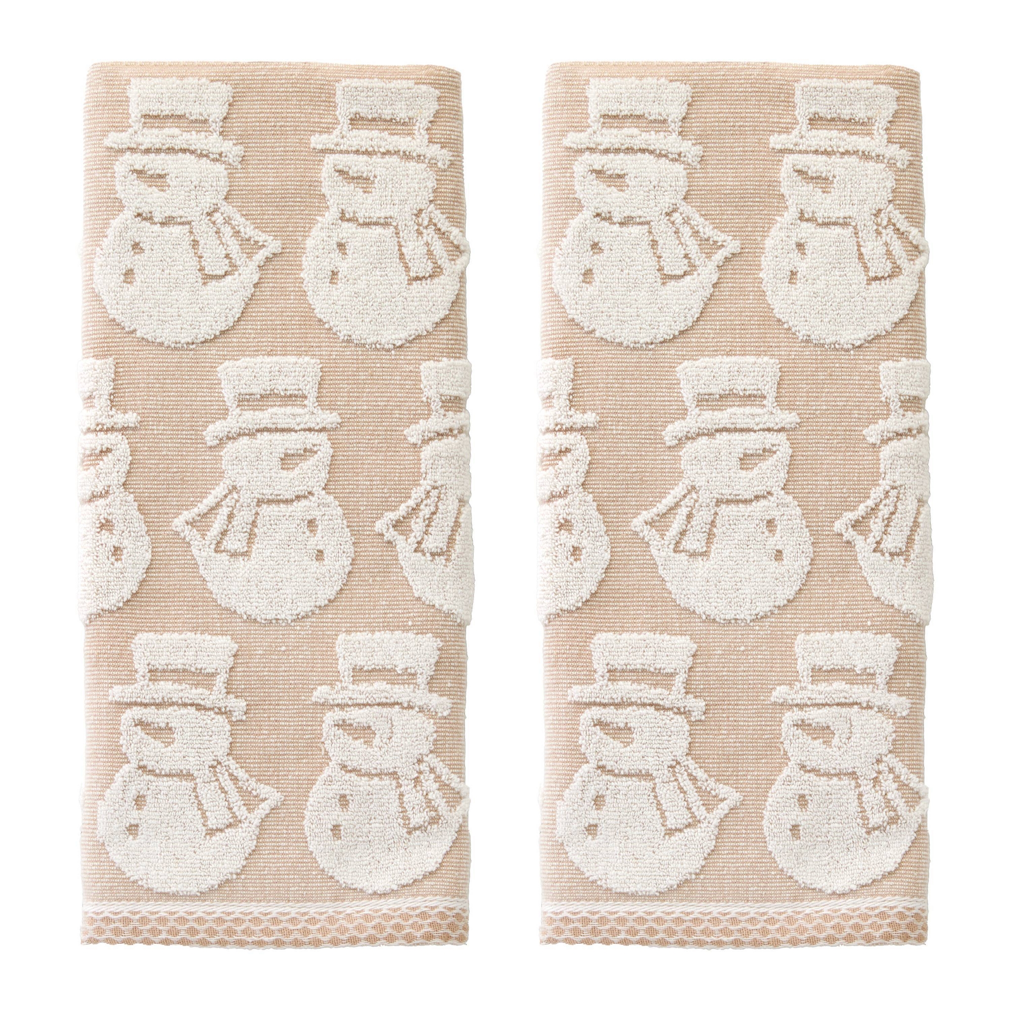 SKL Home 2pk Snowman Hand Towels Tan