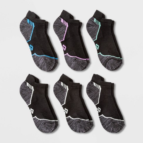 Women's Cushioned Active Striped 6pk No Show Tab Athletic Socks - All in  Motion™ Black 4-10