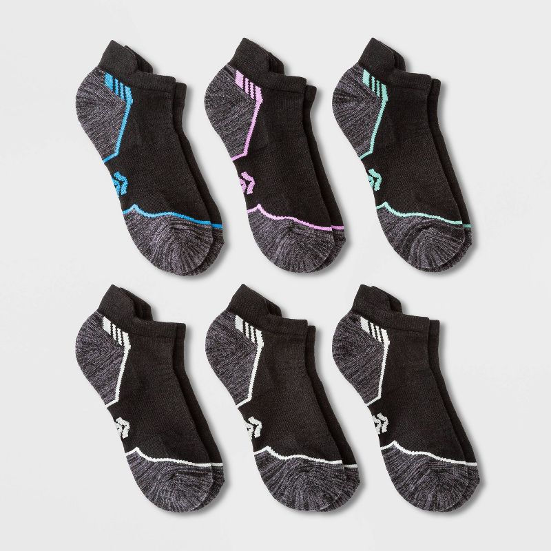 Women's Cushioned Active Striped 6pk No Show Tab Athletic Socks - All In Motion™ 4-10, 1 of 4