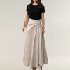 Anna-Kaci Women's High Waist A-Line Maxi Skirt with Soft Draped Pleat Detail and Flowing Full-Length Silhouette - 2 of 4