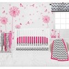 Bacati - Ikat Dots Leopard  Pink Grey Girls 10 pc Crib Set with 2 Crib Fitted Sheets 4 Muslin Swaddling Blankets - 2 of 4
