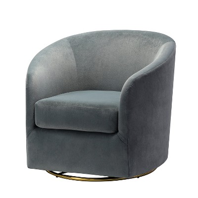 Amarante Comfy Velvet Swivel Chair For Bedroom With Metal Base | Karat ...