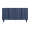 Modern four door side panel with wavy doors, round legs, and metal handles - multifunctional cabinet - 3 of 4