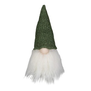 Northlight LED Lighted Plush Green Knit Hat Gnome Head Christmas Decoration - 11" - 1 of 2