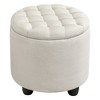 JUJABU Modern Round Storage Ottoman with Button Tufted Linen Upholstery and Removable Lid for Bedroom, Living Room or Vanity - 2 of 4