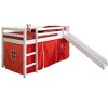 Donco Kids Tent Twin White Low Loft Bed With Slide & Red Tent - 2 of 4