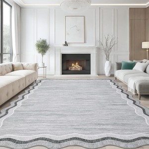 Area Rug,Machine Washable Non-Slip Low Pile Modern Abstract Carpet,Stain-Resistant Easy-Clean Soft Rug for Living Room, Bedroom, Office - 1 of 4