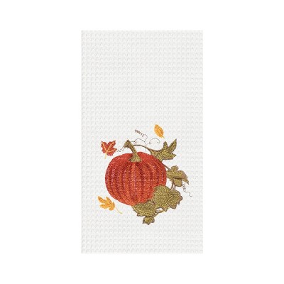 C&F Home Red Autumn Embroidered Waffle Weave Thanksgiving Kitchen Towel