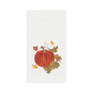 C&F Home Red Autumn Embroidered Waffle Weave Thanksgiving Kitchen Towel - 1 of 4