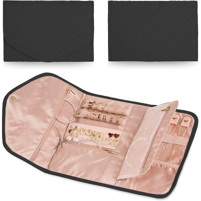 Anti-Tangle Foldable Small Jewelry Roll Travel Case Accessory for Necklaces, Earrings, Rings, Bracelets, Watches